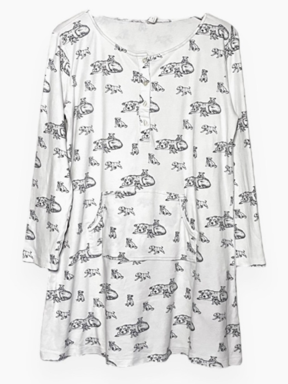 Kate Quinn Pitbull Print Sleep Dress with Kangaroo Pocket Organic Cotton Size XS